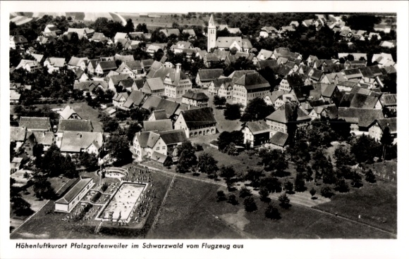Postcard Pfalzgrafenweiler in the Black Forest Württemberg, aerial photograph