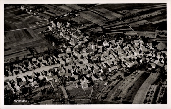 Postcard Grettstadt in Lower Franconia, aerial photograph