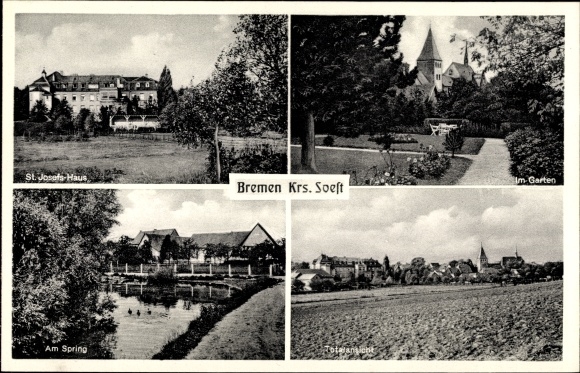 PC Bremen Ense, St. Josef&#39;s house, in the garden, total view, Spring