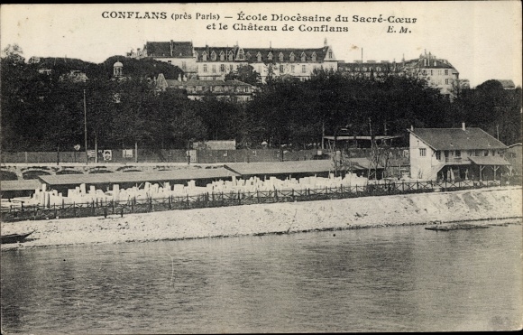 Postcard Conflans Yvelines, Diocesan School of the Sacred Heart and the Castle