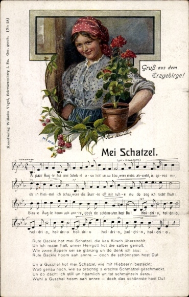 Song Artist Postcard Schneider, Rud., Mei Schatzel, Erzgebirge, Wilhelm Vogel