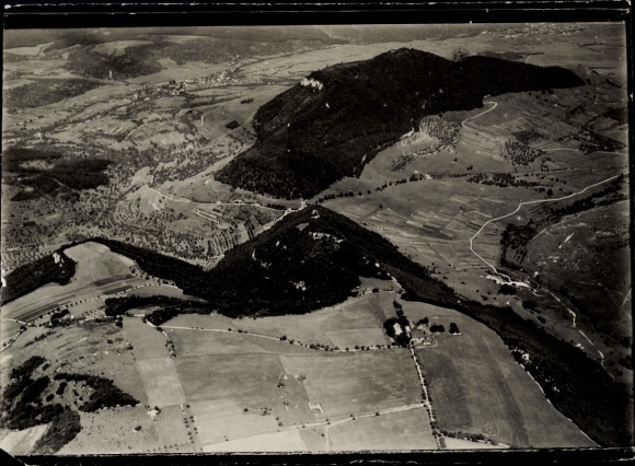 Postcard Lenningen in Württemberg, Diepoldsburg, aerial photo Strähle