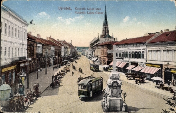 Postcard Novi Sad Újvidék Neusatz Serbia, Kossuth Lajos-utca, tram