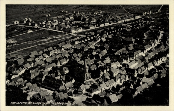 Postcard Knielingen Karlsruhe in Baden Württemberg, view of the town, aerial photograph