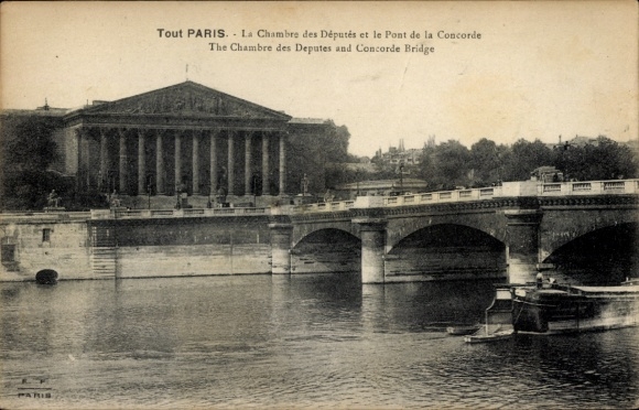 CPA Parijs VIII, La Chamber des Députés en de Pont de la Concorde
