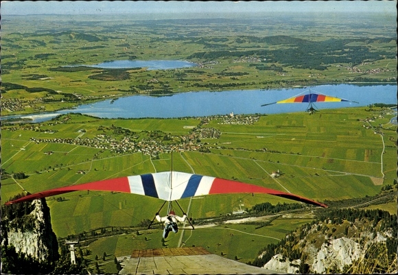 PC Schwangau in Ostallgäu, hang glider on Tegelberg, aerial photo