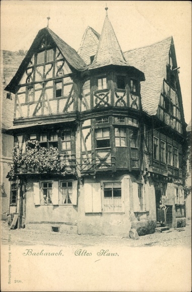 Postcard Bacharach am Rhein, old house
