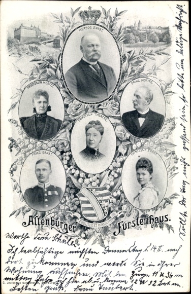 Coat of arms Postcard Altenburg Princely House, Duke Ernst, Prince Moritz, Therese, Saxony Altenburg