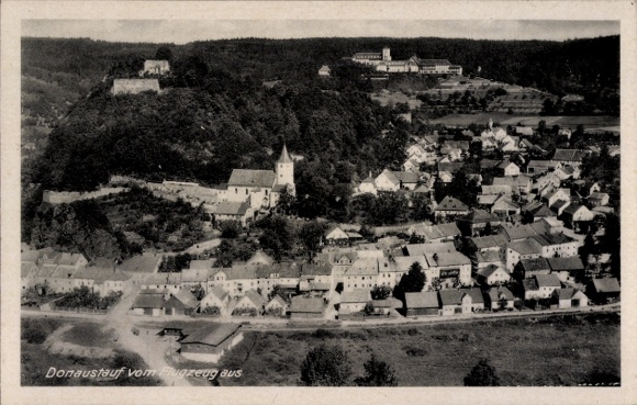 Postcard Donaustauf in the Upper Palatinate, aerial photograph