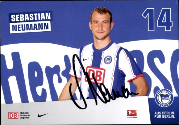 Autogrammkarte Fußballer Sebastian Neumann, Hertha BSC, Autogramm