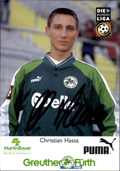 Autograph card footballer Christian Hassa, SpVgg Greuther Fürth, autograph
