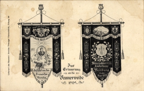 Postcard Weilburg an der Lahn Hessen, banner consecration of the men's choir Liederkranz 1929
