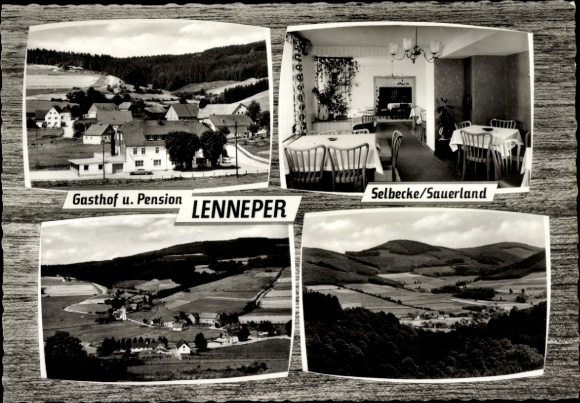 Postcard Selbecke Kirchhundem in Sauerland, Panorama, Gasthof und Pension Lenneper