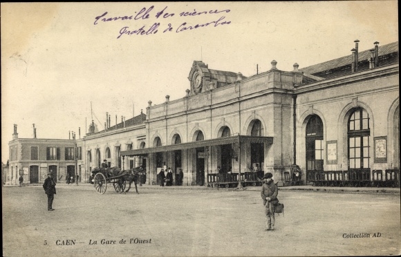 Postcard Caen Calvados, West station