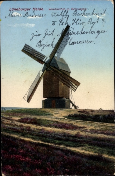 Postcard Behringen Bispingen in Lower Saxony, windmill