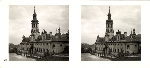 Zdjęcie stereo Praha Praga, miasto zamkowe, Kościół Loretański