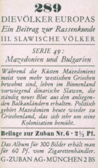 Collector's picture The peoples of Europe, a contribution to racial science, 289 mountain riflemen from Macedonia