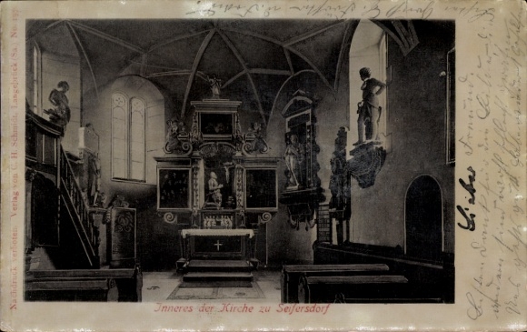 Postcard Seifersdorf Wachau Saxony, interior of the church