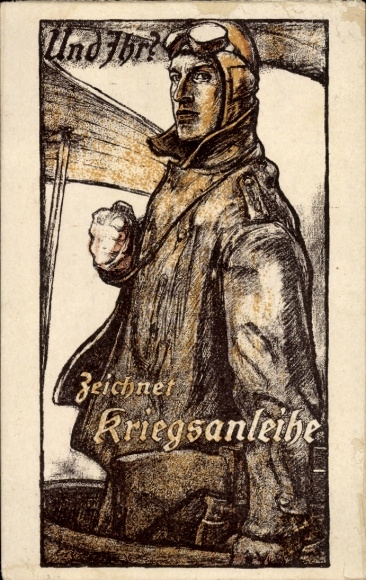 Artist Postcard Erler, And you?, Subscribes to war bonds, Fighter pilot