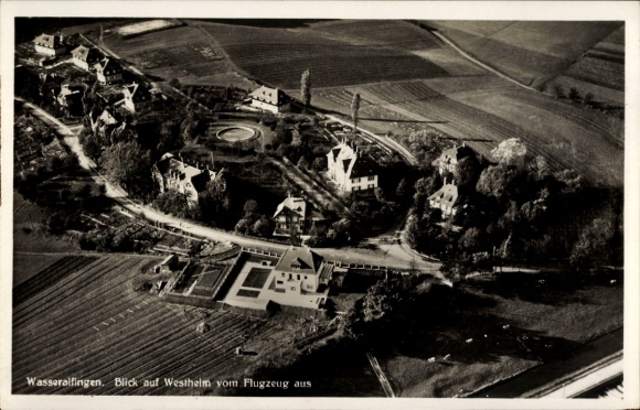 Postcard Wasseralfingen Aalen in the Ostalbkreis Württemberg, Westheim, aerial photograph