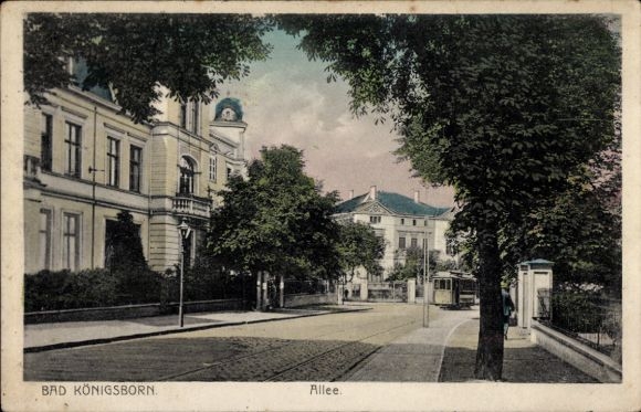 Ak Königsborn Unna im Ruhrgebiet,  Allee, Straßenbahn