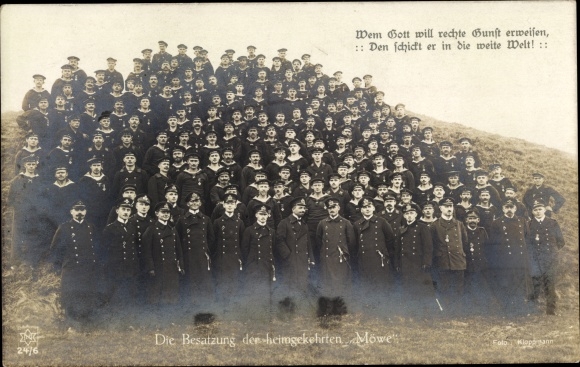 PC German warship, SMS Möwe, crew, group shot, sailors