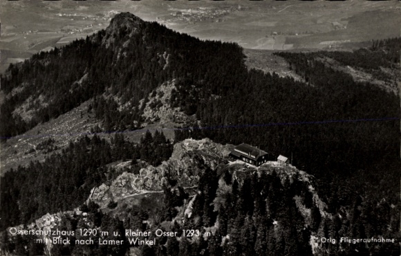 Ak Lam im Bayerischen Wald Oberpfalz, Osser, Osserschutzhaus, Lamer Winkel, Fliegeraufnahme
