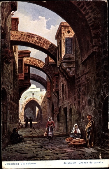 KP artysty Perlberg, F., Jerozolima Izrael, Via dolorosa, Chemin du calvaire, Droga Krzyżowa