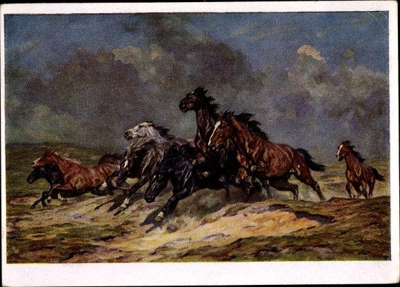 Artist PC Roloff, Alfred, HDK No. 153, fleeing horses