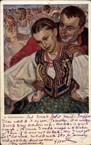 Artist Postcard Nowakowski, A., Austrian couple in traditional costume