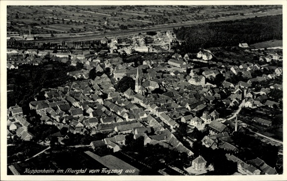 Ak Kuppenheim im Murgtal Schwarzwald, Luftaufnahme von  Häuser, Bäume, Landschaft