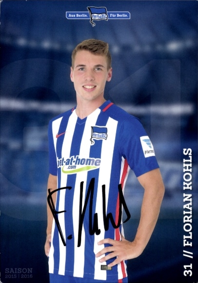 Autogrammkarte Fußballer Florian Kohls, Hertha BSC, Autogramm