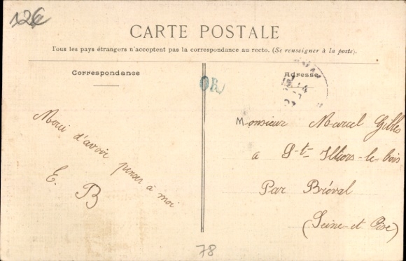 Postcard Septeuil Yvelines, city view, church square, people on the street
