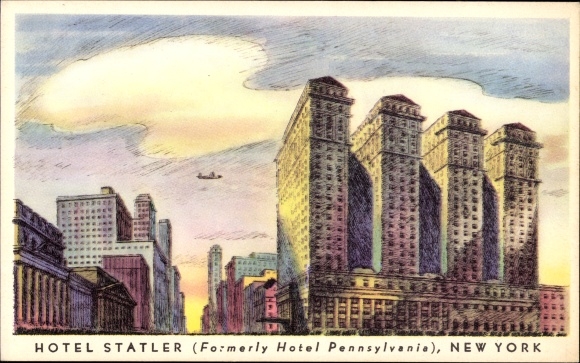 Artist PC New York City, Hotel Statler, Seventh Avenue with a view of Pennsylvania Station