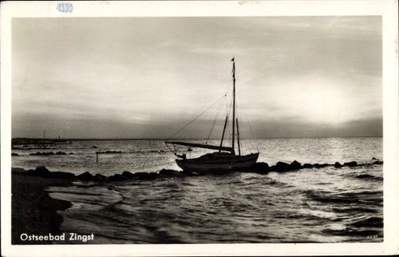 Postcard Ostseebad Zingst, boat, beach
