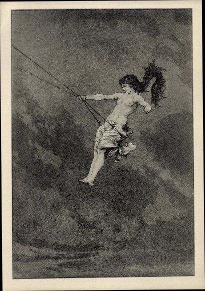 Artist Postcard Klinger, Max, On the swing, rescues of Ovid victims