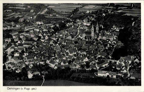 Postcard Oehringen Öhringen in Hohenlohekreis Württemberg, aerial photograph