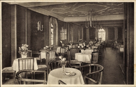 Ak Mittelfrohna Niederfrohna Sachsen, Cafe Belvedere, Innenansicht