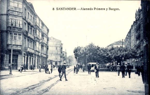 Postcard Santander Cantabria Spain, Alameda Primera and Burgos