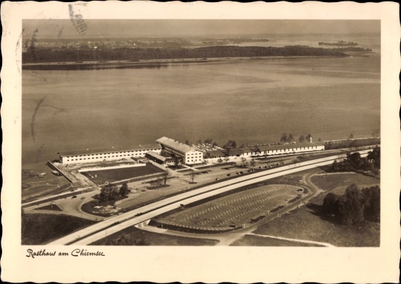 Ak Bernau am Chiemsee, Rasthaus am Chiemsee, Herreninsel, Fraueninsel