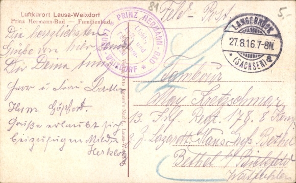 Postcard Dresden Lausa Weixdorf,, prince Hermann Bad, family bath, bathers