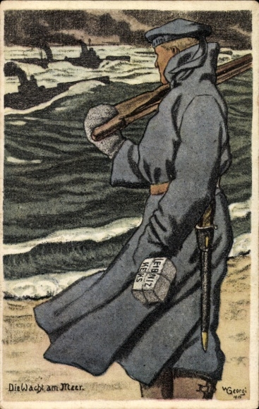 Artist Postcard Georgi, W., The Watch at Sea, Leibniz Biscuit Advertisement, Torpedo Boats, Imperial Navy