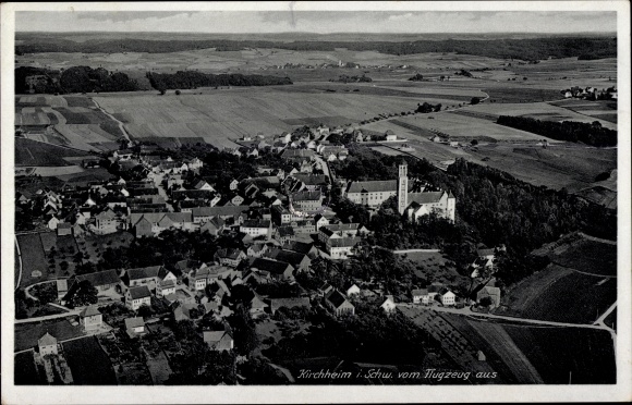 Postcard Kirchheim in Swabia, aerial view
