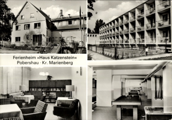 Postcard Pobershau Marienberg in the Ore Mountains, holiday home Haus Katzenstein, architecture, leisure area...