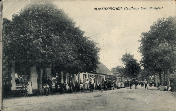 Postcard Hohenkirchen in Mecklenburg, street scene, Otto Westphal department store