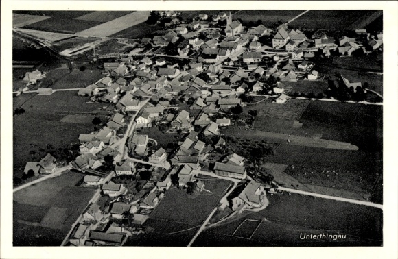 Postcard Unterthingau in Allgäu, aerial photograph