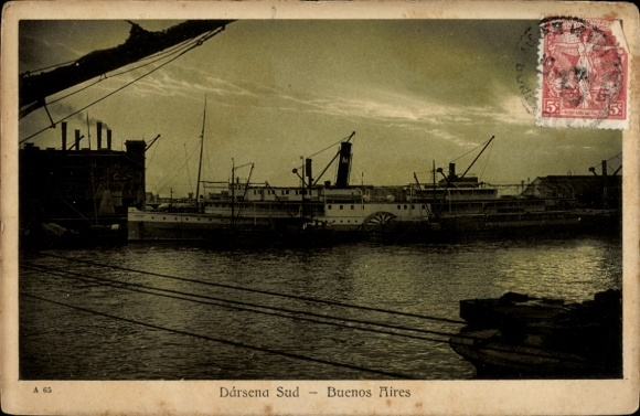PC Puerto Madero Buenos Aires Argentina, Dársena Sud, harbor view, ships, postmark,