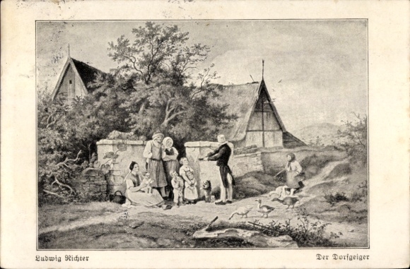 Künstler Ak Richter, L., Dorfgeiger, Dorfbewohner