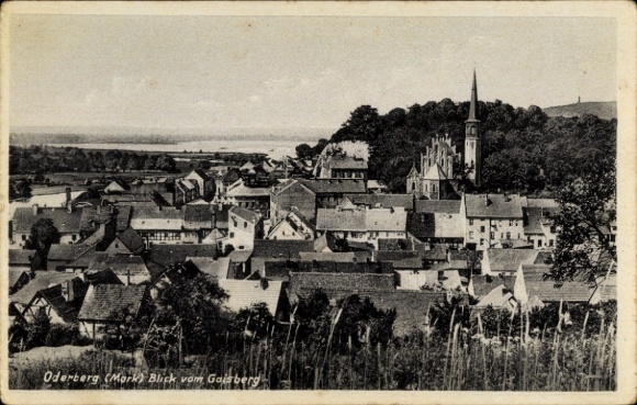 Postcard Oderberg in der Mark, town view, Gaisberg, church, houses, landscape