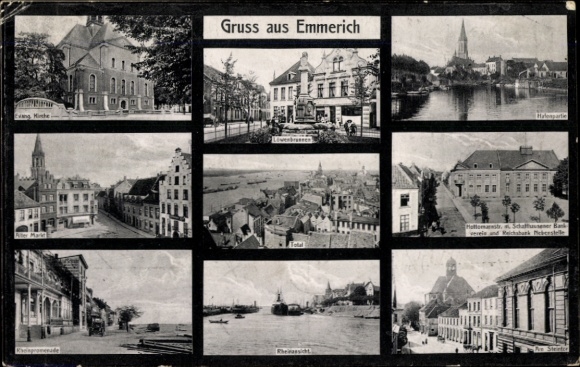 Ak Emmerich am Niederrhein, Gesamtansicht, Alter Markt, Kirche, Teilansichten